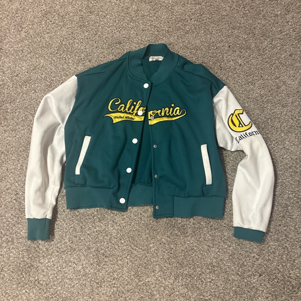 Zara Varsity Jacket - Teal and White